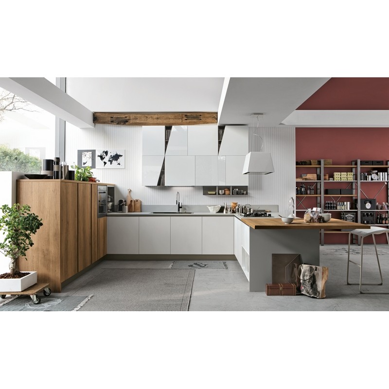 Mobile per cucina componibile con anta 40 cm bianco frassinato. Mobili base  per cucine componibili, dimensioni